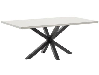 Bílý jídelní stůl Kave Home Argo 200 x 100 cm s černou kovovou podnoží