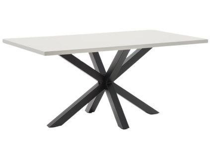 Bílý jídelní stůl Kave Home Argo 160 x 100 cm s černou kovovou podnoží
