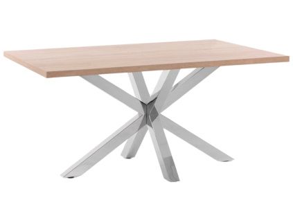 Dubový jídelní stůl Kave Home Argo 160 x 100 cm s nerezovou podnoží