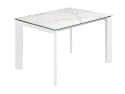 Bílý porcelánový rozkládací jídelní stůl Kave Home Axis 120/180 x 80 cm