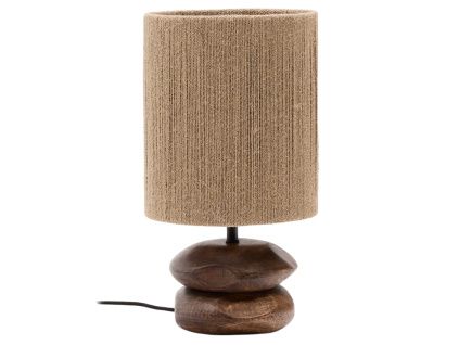 Tmavá dřevěná stolní lampa Kave Home Kor