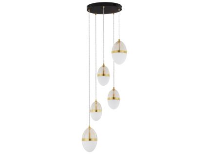 Bílo-zlaté skleněné závěsné LED světlo Nova Luce Egna 45 cm