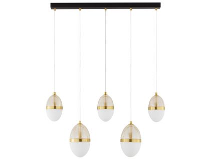 Bílo-zlaté skleněné závěsné LED světlo Nova Luce Egna 86 cm