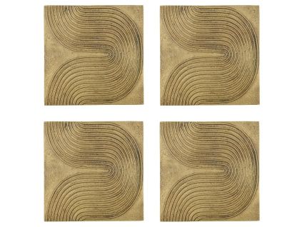 Čtyřdílná kovová nástěnná dekorace List 20 x 20 cm