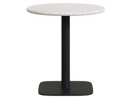 Bílý terrazzo zahradní stůl Kave Home Saura 70 cm s černou podnoží