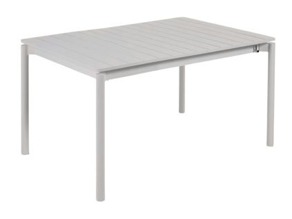 Světle šedý kovový zahradní rozkládací stůl Kave Home Zaltana 140/200 x 90 cm