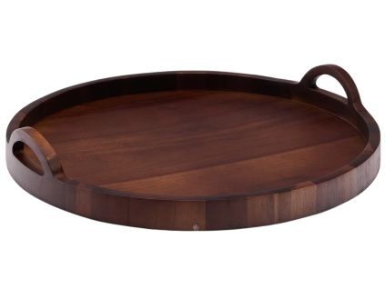 Tmavý dřevěný podnos Kave Home Zoa 50 cm