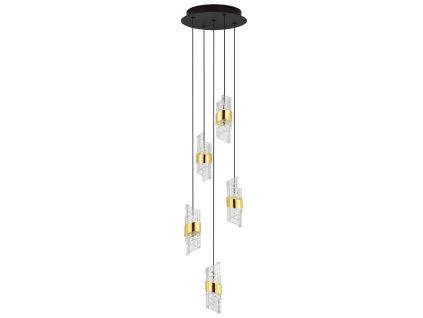 Černo-zlaté závěsné LED světlo Nova Luce Seneca 30 cm