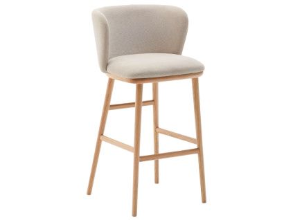 Béžová barová židle Kave Home Ciselia 75 cm s dřevěnou podnoží