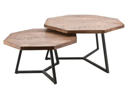 Set dvou dřevěných konferenčních stolků Octagon 76/60 cm