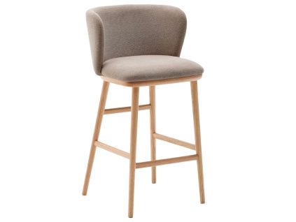 Světle hnědá barová židle Kave Home Ciselia 65 cm s dřevěnou podnoží