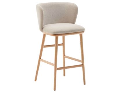 Béžová barová židle Kave Home Ciselia 65 cm s dřevěnou podnoží