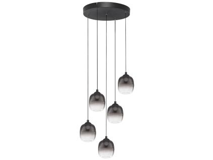 Kouřově šedé skleněné závěsné LED světlo Nova Luce Kita 43 cm