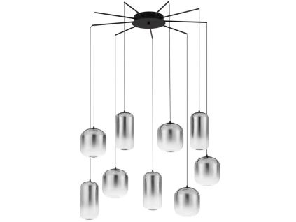 Kouřově šedé skleněné závěsné LED světlo Nova Luce Aelia 82 cm