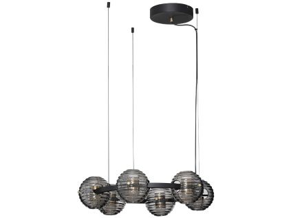 Kouřově šedé skleněné závěsné LED světlo Nova Luce Las 63 cm