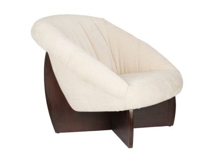 Béžové bouclé lounge křeslo DUTCHBONE EMILIUS
