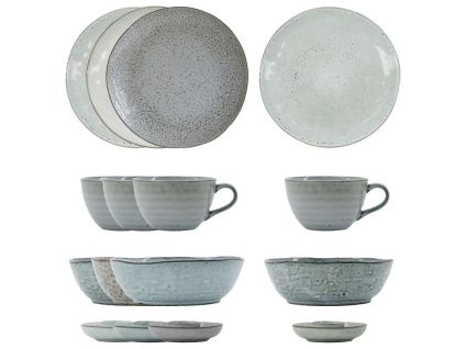 Modrošedá kameninová sada nádobí Rustic, 16 ks