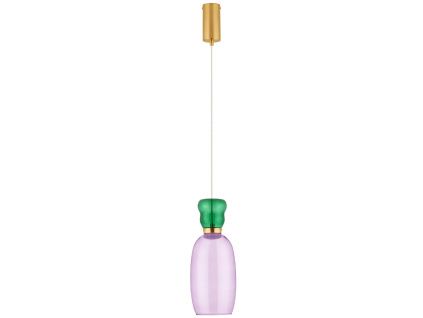 Fialovo-zelené skleněné závěsné LED světlo Nova Luce Pluma 15 cm