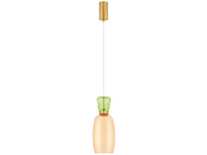 Žluto-zelené skleněné závěsné LED světlo Nova Luce Pluma 15 cm