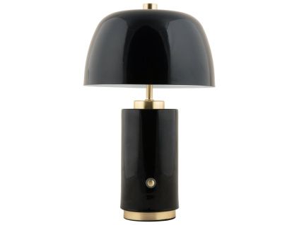Černá kovová nabíjecí stolní LED lampa Reya