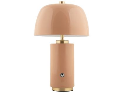 Světle hnědá kovová nabíjecí stolní LED lampa Reya