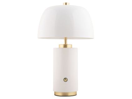Bílá kovová nabíjecí stolní LED lampa Reya