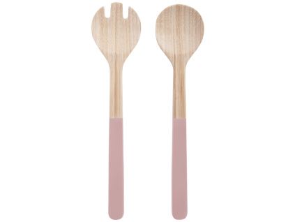 Set dvou růžových bambusových salátových lžic Pura 12 cm