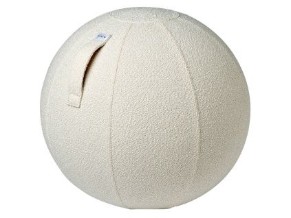 Bílý bouclé sedací / gymnastický míč VLUV DIVA Ø 65 cm