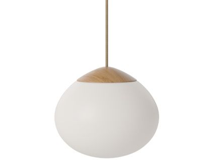 Opálově bílé skleněné závěsné světlo Acorn 21 cm