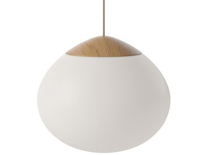 Opálově bílé skleněné závěsné světlo Acorn 41 cm