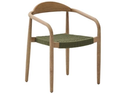 Dřevěná jídelní židle Kave Home Nina se zeleným výpletem