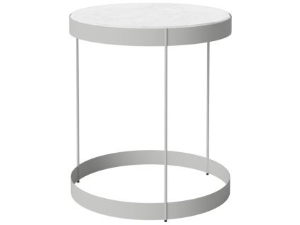 Šedobílý mramorový konferenční stolek Drum 40 cm se šedou podnoží