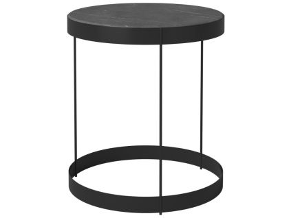 Tmavě šedý mramorový konferenční stolek Drum 40 cm