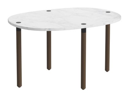 Šedobílý mramorový konferenční stolek Tuk 71,5 x 52 cm s tmavou dubovou podnoží