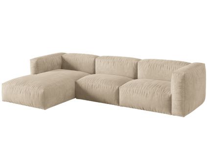 Sametová rohová pohovka Martina 330 cm, levá