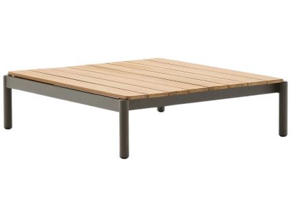 Dřevěný zahradní konferenční stolek Kave Home Sorells 91 x 84,2 cm se zelenou podnoží