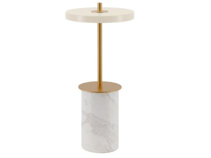 Bílá mramorová stolní nabíjecí LED lampa Asteria Move 25,5 cm