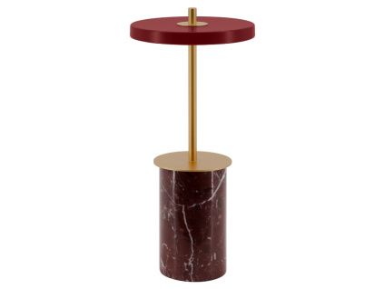 Červená mramorová stolní nabíjecí LED lampa Asteria Move 25,5 cm