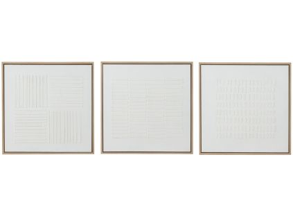 Set tří bílých abstraktních obrazů J-line Dully 60 x 60 cm