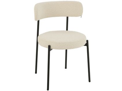 Bílá bouclé jídelní židle J-line Liris