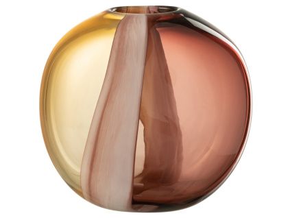 Hnědo-žlutá skleněná váza J-line Amberis 21 cm