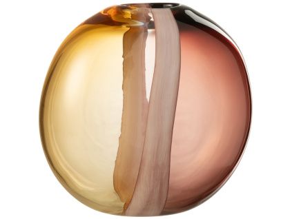 Hnědo-žlutá skleněná váza J-line Amberis 26 cm