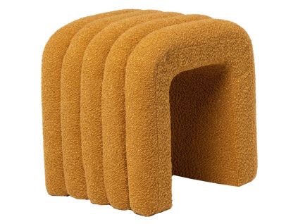Žlutý bouclé taburet Somcasa Edy 42 x 42 cm