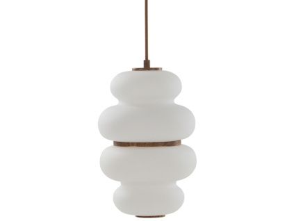 Opálově bílé skleněné závěsné LED světlo NAJAC 20 cm