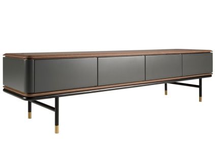 Šedý lakovaný TV stolek Angel Cerdá No. 3265, 200 x 45 cm