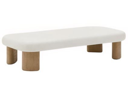 Bílý cementový zahradní stolek Kave Home Labra 140 x 70 cm