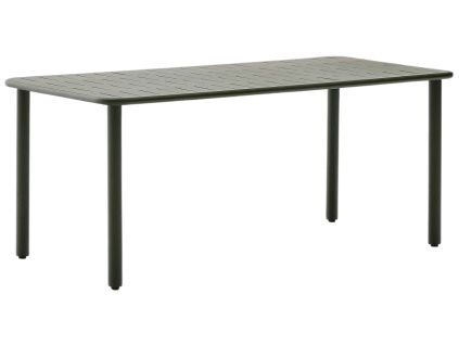 Tmavě zelený kovový zahradní stůl Kave Home Brai 180 x 90 cm