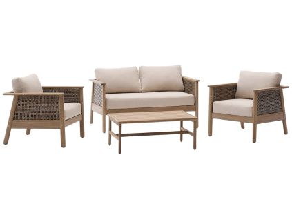 Dřevěný zahradní set pohovky, křesel a stolku Kave Home Alabe