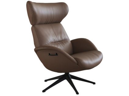 Tmavě hnědé kožené lounge křeslo FLEXLUX MORE