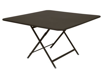 Tmavě hnědý kovový skládací stůl Fermob Caractére 128 x 128 cm
